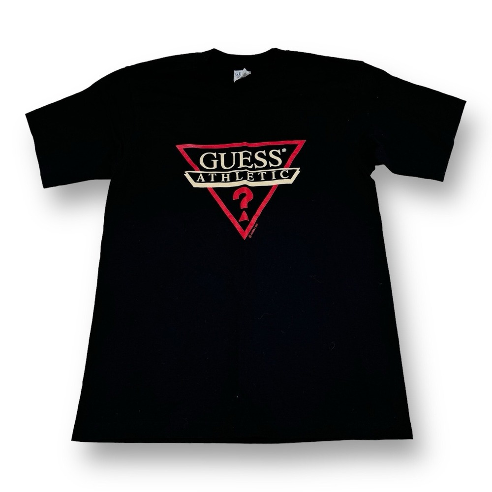 Vintage 1984 GUESS Activewear Black Graphic T-Shirt - Made in USA, Size Small